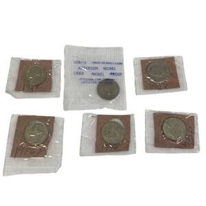 Lot of 6 Vintage 1948 1962 1964 1974 1976D 1977D Silver Jefferson Nickels